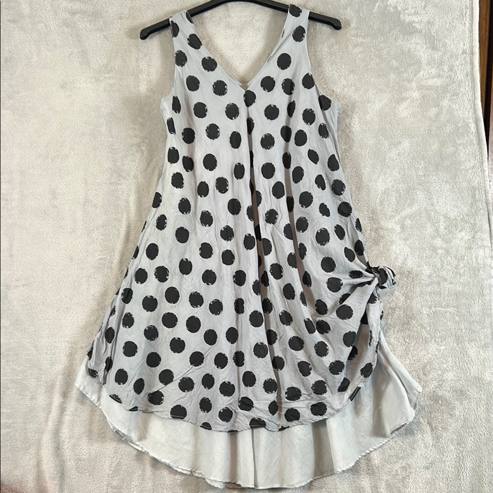 Sleeveless layered polkadot a line shift dress size large